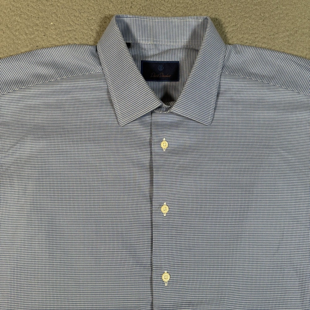 David Donahue Shirt Mens 18 34/35 Casual Preppy Button Up Dress Long Sleeve Logo
